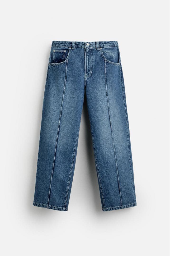 ZARA リラックスフィット ステッチジーンズ バギーデニム - メルカリ