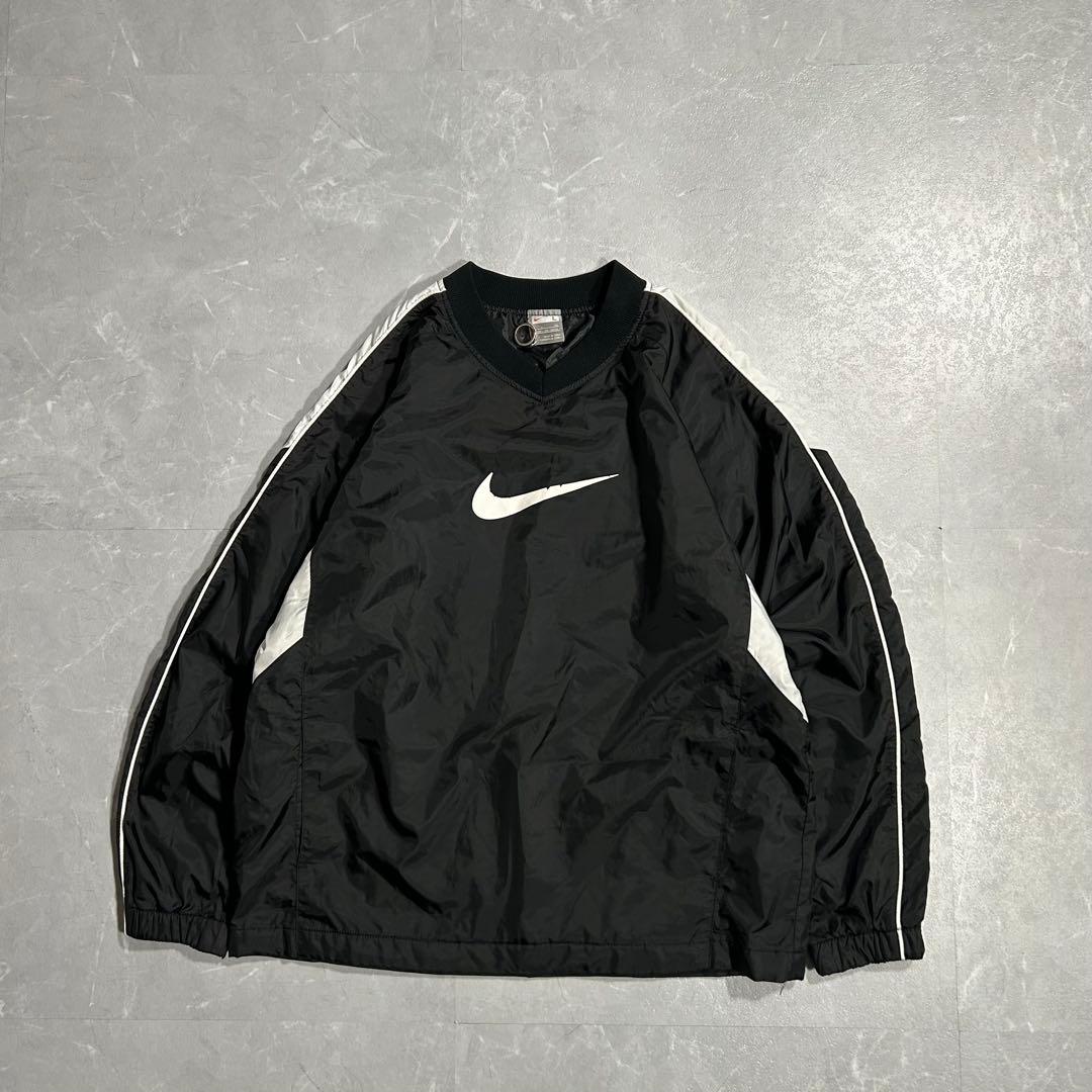 00s NIKE ナイロンプルオーバー センターロゴ Y2K テック ピステ 黒
