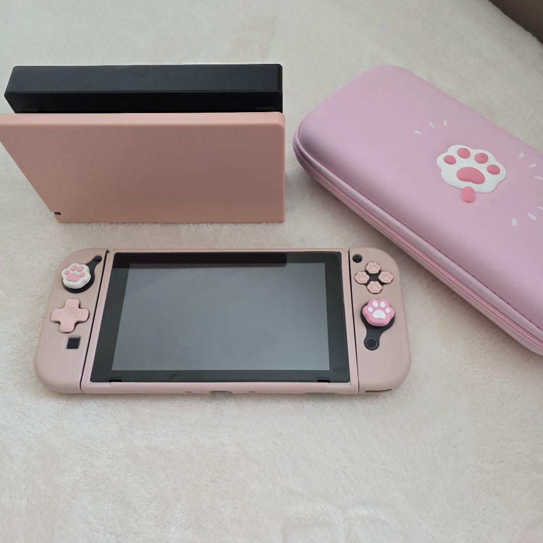 Nintendo Switch グレー　本体・付属品・ピンクカバーケース付き