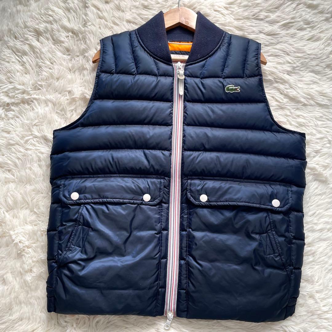 未使用級✨ラコステライブ ダウンベスト 胸元ロゴ Wジップ 紺 L
