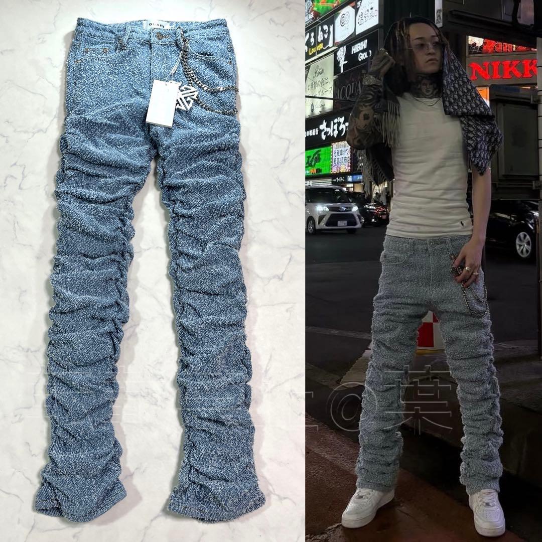 グアピ GUAPI スカイブルー スーパースタックデニム 新品 チェーン付