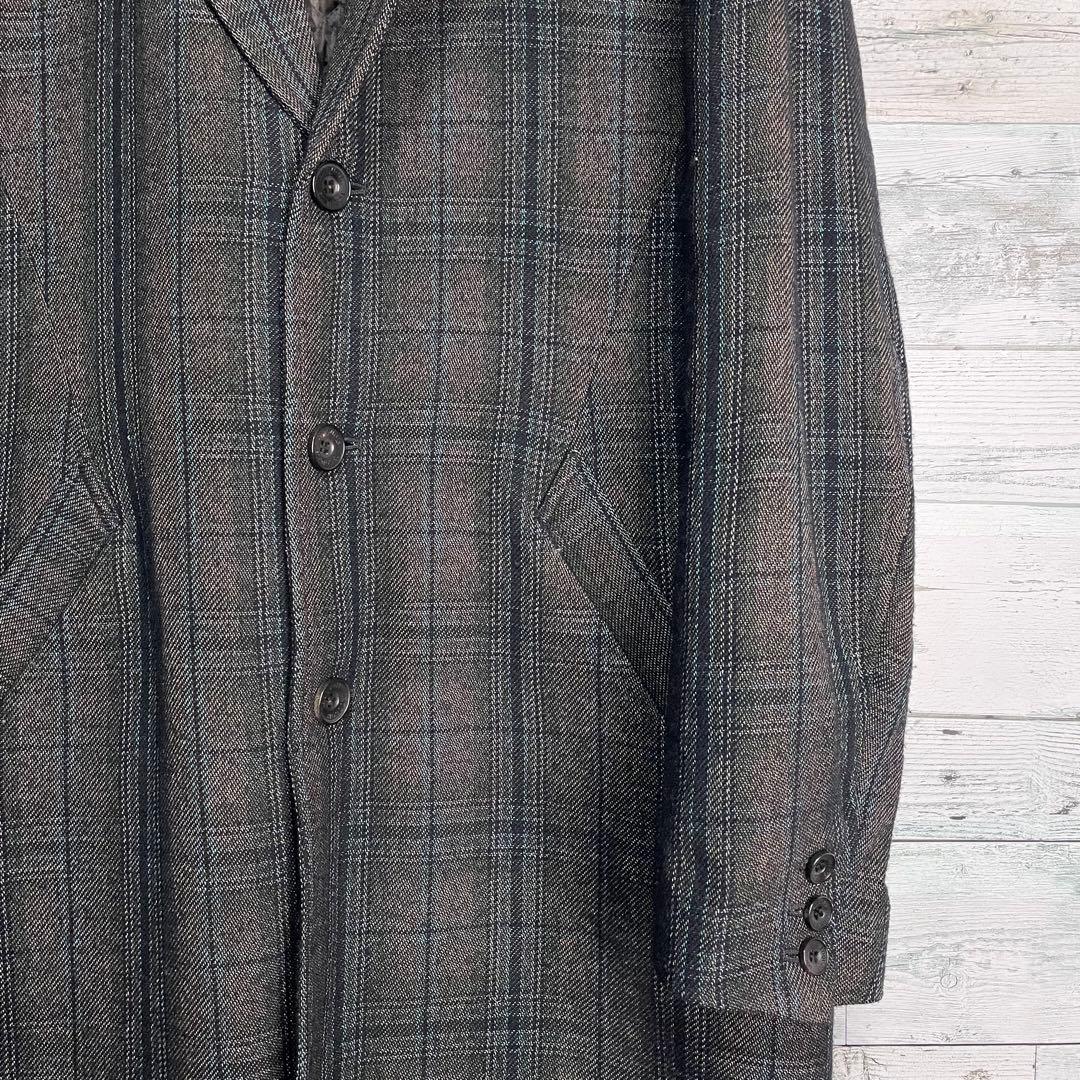 イロコイ Iroquois ラムウールタータンチェックチェスターコート グレー系