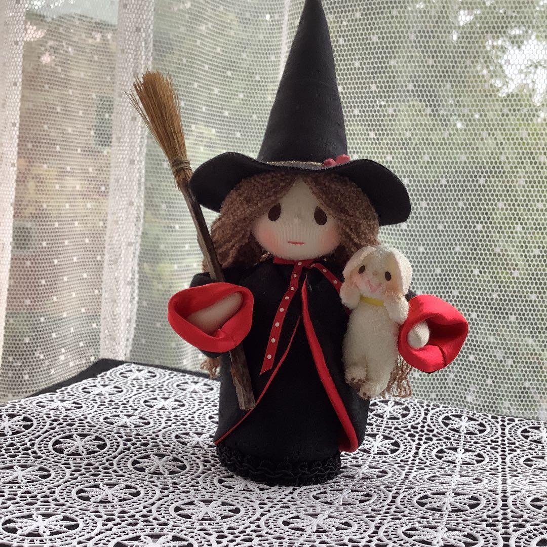 ハロウィン 魔女 ホウキ ハンドメイド 手作り ドール 人形 米山京子風