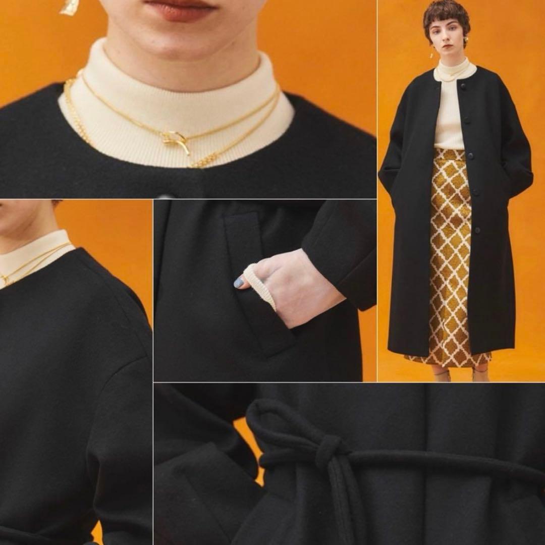 PUBLIC TOKYO 【S100ウール】ボリュームスリーブノーカラーコート