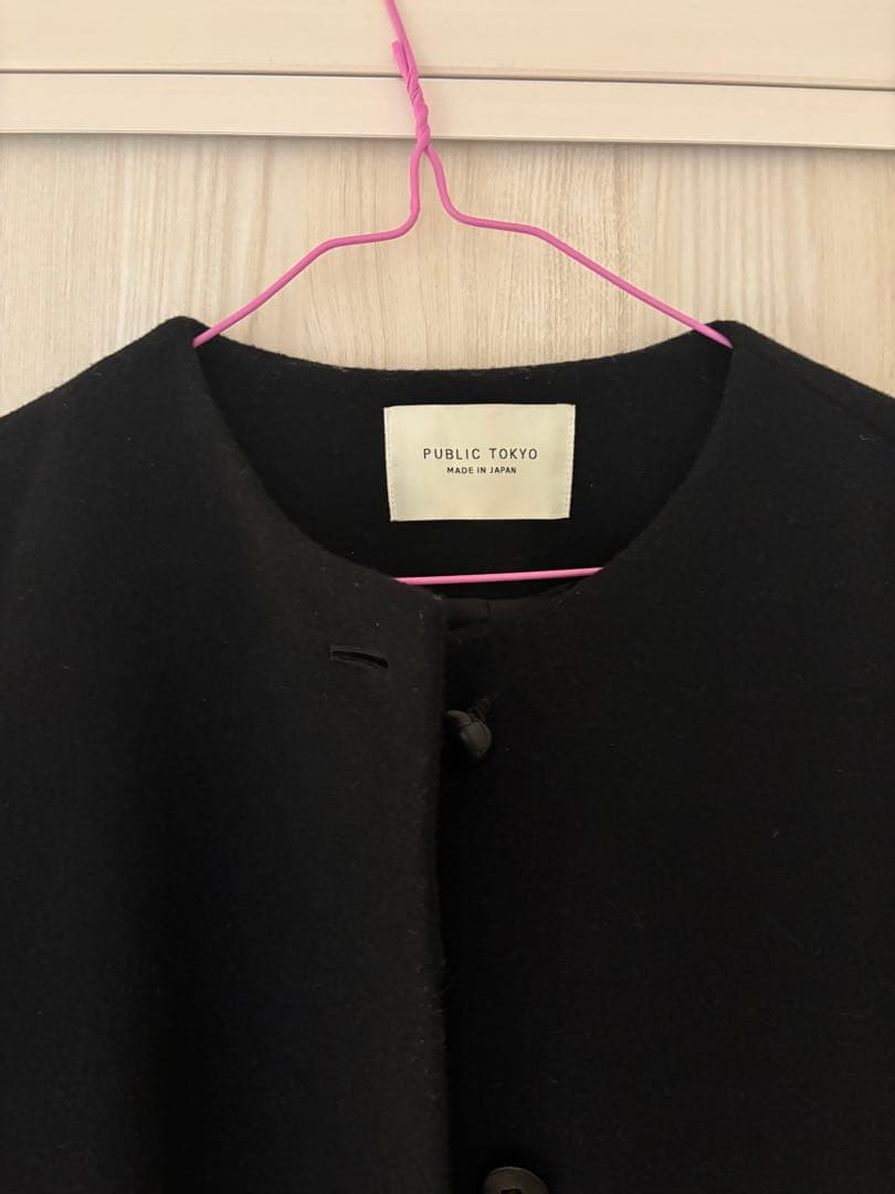 PUBLIC TOKYO 【S100ウール】ボリュームスリーブノーカラーコート