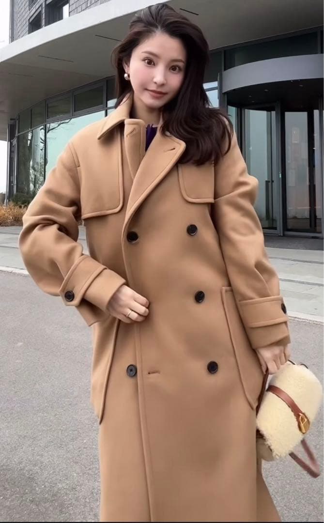 COS フード付きウールダッフルコート キャメル サイズ34 - メルカリ