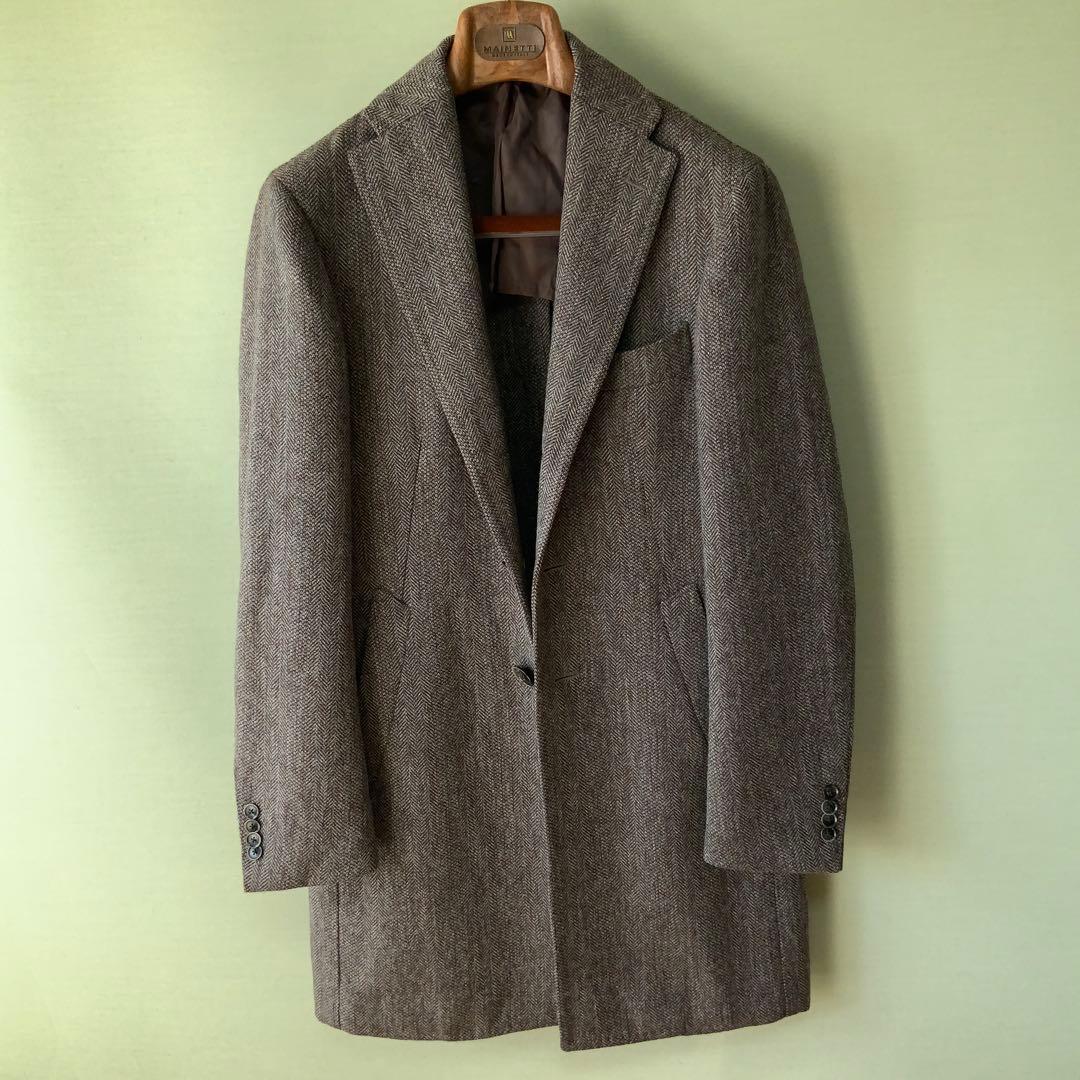 RING JACKETリングヂャケット チェスターコート42ウール ヘリンボーン