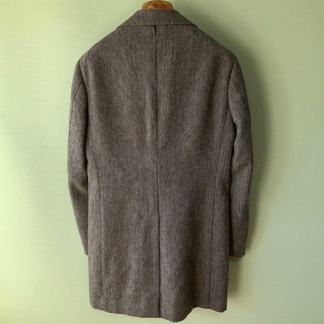 RING JACKETリングヂャケット チェスターコート42ウール ヘリンボーン