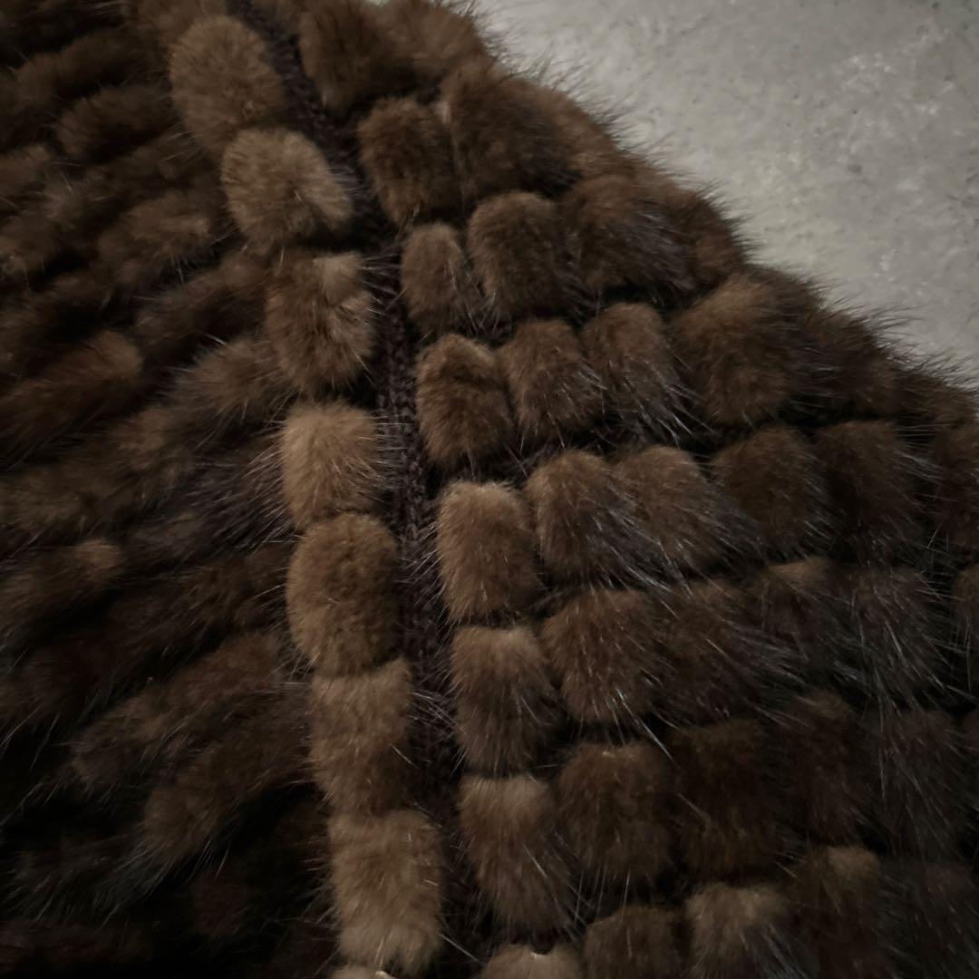 新品 Faviora MOON BAT ミンク　ニットファーケープ　ブラウン