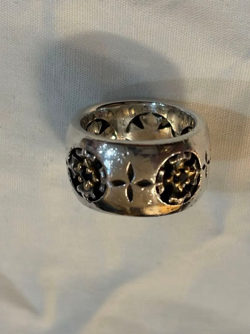 k18 サファイア5面透かし加工シルバー950ピンキーリング7号