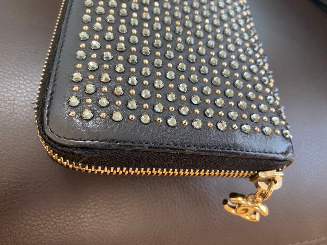 CHANEL 希少 ラインストーン スタッズ 限定ライン 長財布 付属品ほぼ有