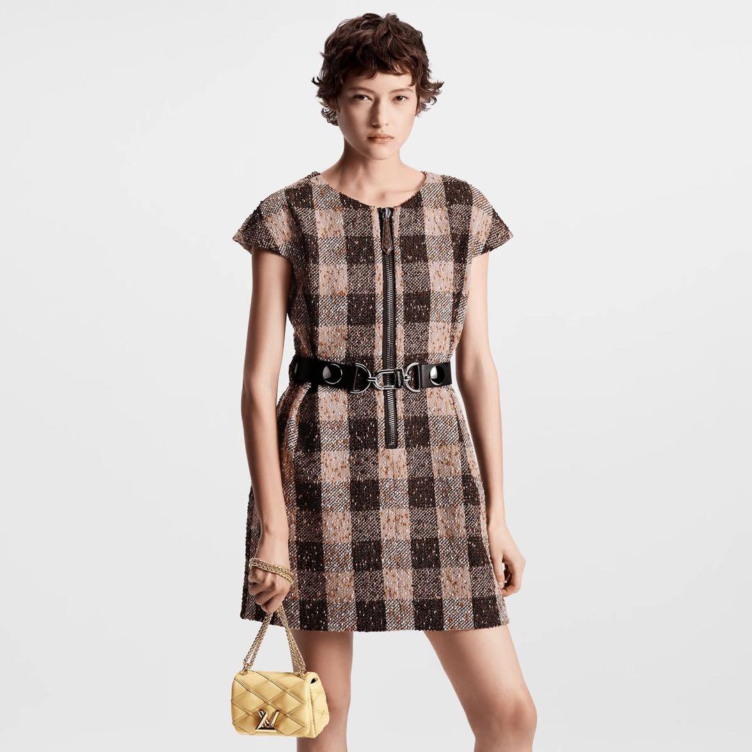 極美品Louis Vuitton チェック柄 半袖ミニワンピース 34