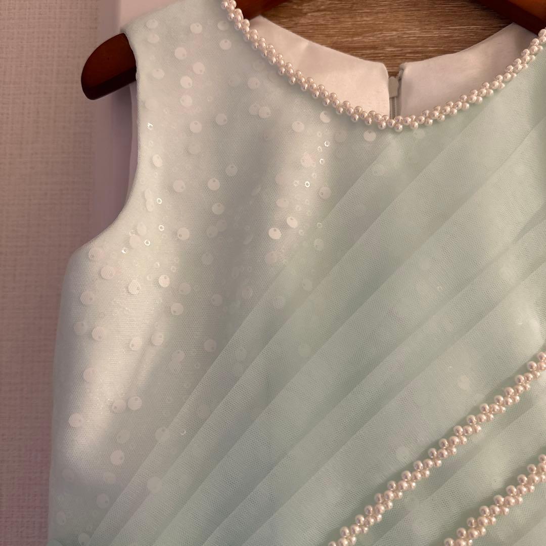 ドレスコ　DRESCCO ミントブルージュエリーロングドレス　140cm 美品