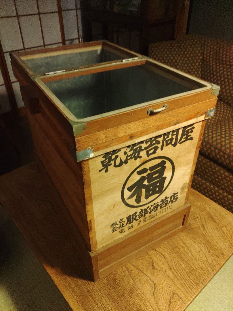 ぐみ　ガラスケース　ショーケース　木箱　海苔箱　乾燥　硝子　レトロ