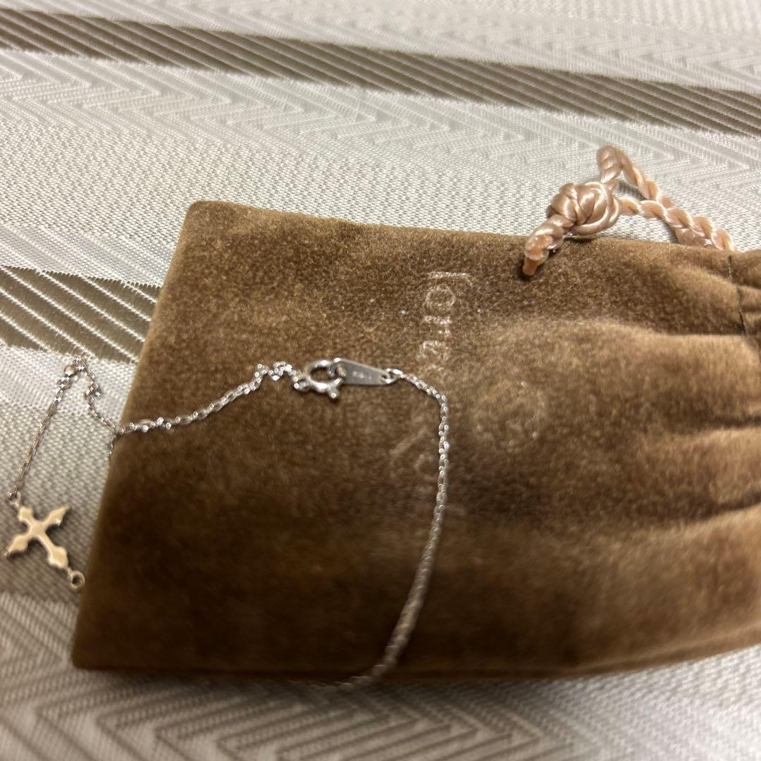 ローリーロドキン K18WG 1粒ダイヤ付 クロスブレスレット