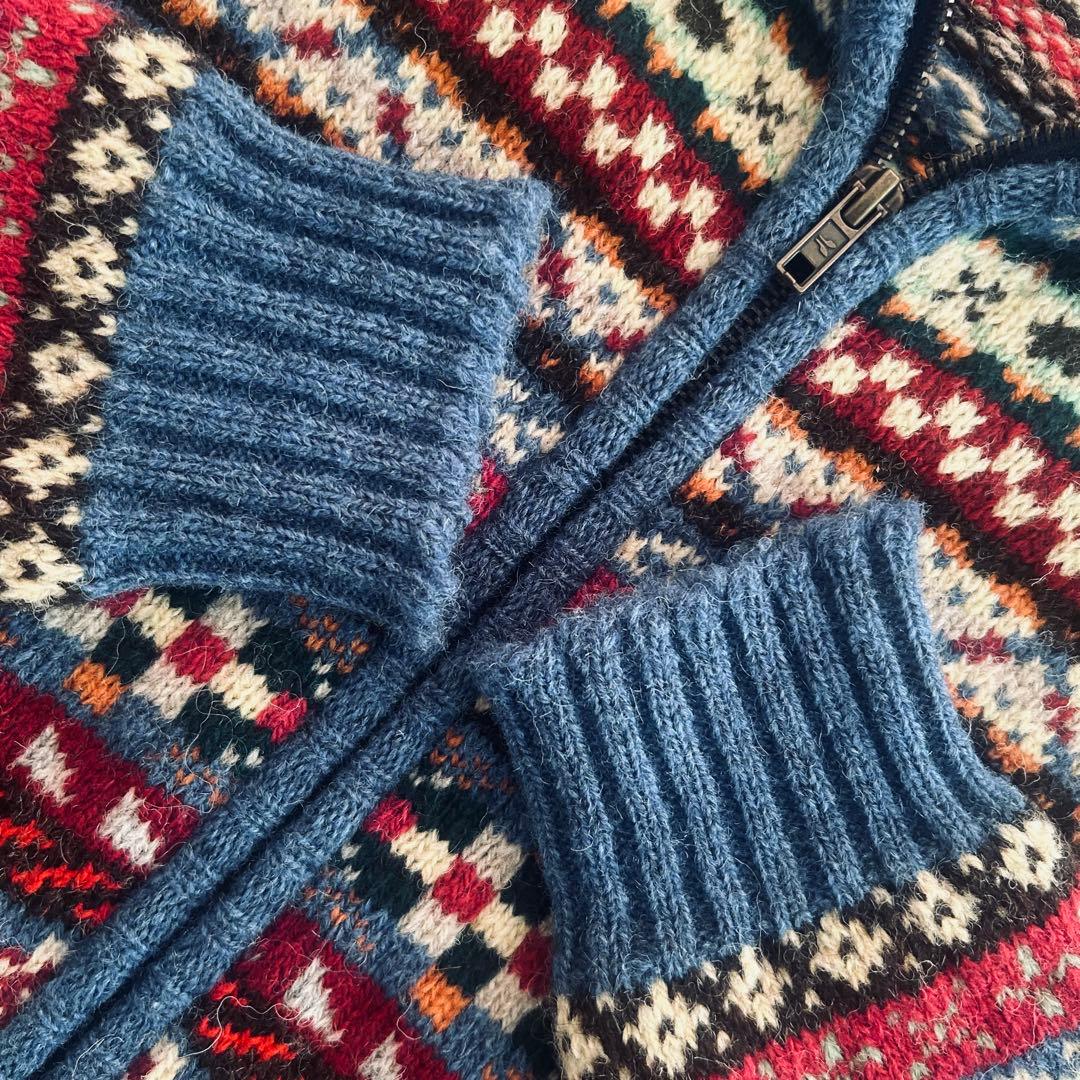 Jamieson´s フェアアイル柄 フード付きセーター フーデッドカーディガン