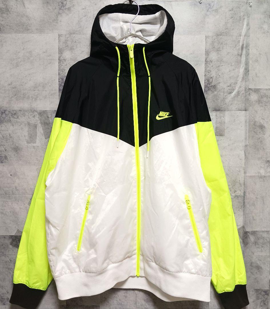 NIKE ナイキメンズウインドブレーカー XL ブラック×蛍光イエロー