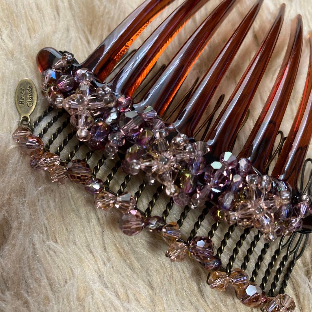 レーヌクロード ヘアアクセサリー コーム2点セット ビーズ スワロフスキー