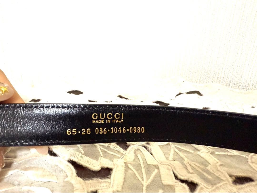 ✨GUCCI グッチ✨ブラックレザー ベルト　ゴールド　ダブルGロゴ