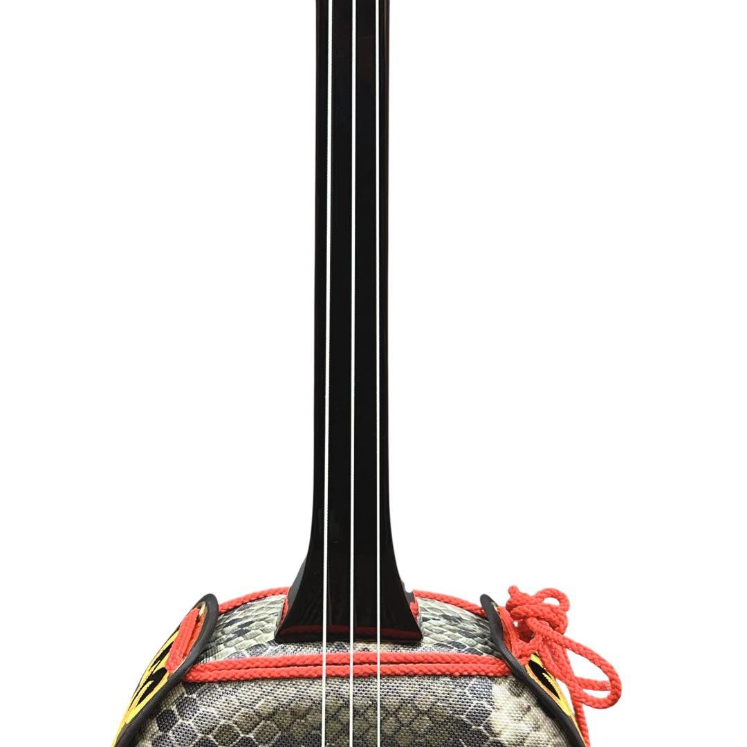 沖縄三線 三味線 人工革 合皮 ヘビ柄 ソフトケース付 民族楽器 弦楽器