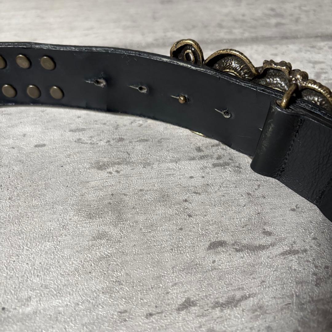 y2k VIVIENNE TAM レザー ベルト 双龍 ドラゴン スタッズ 黒