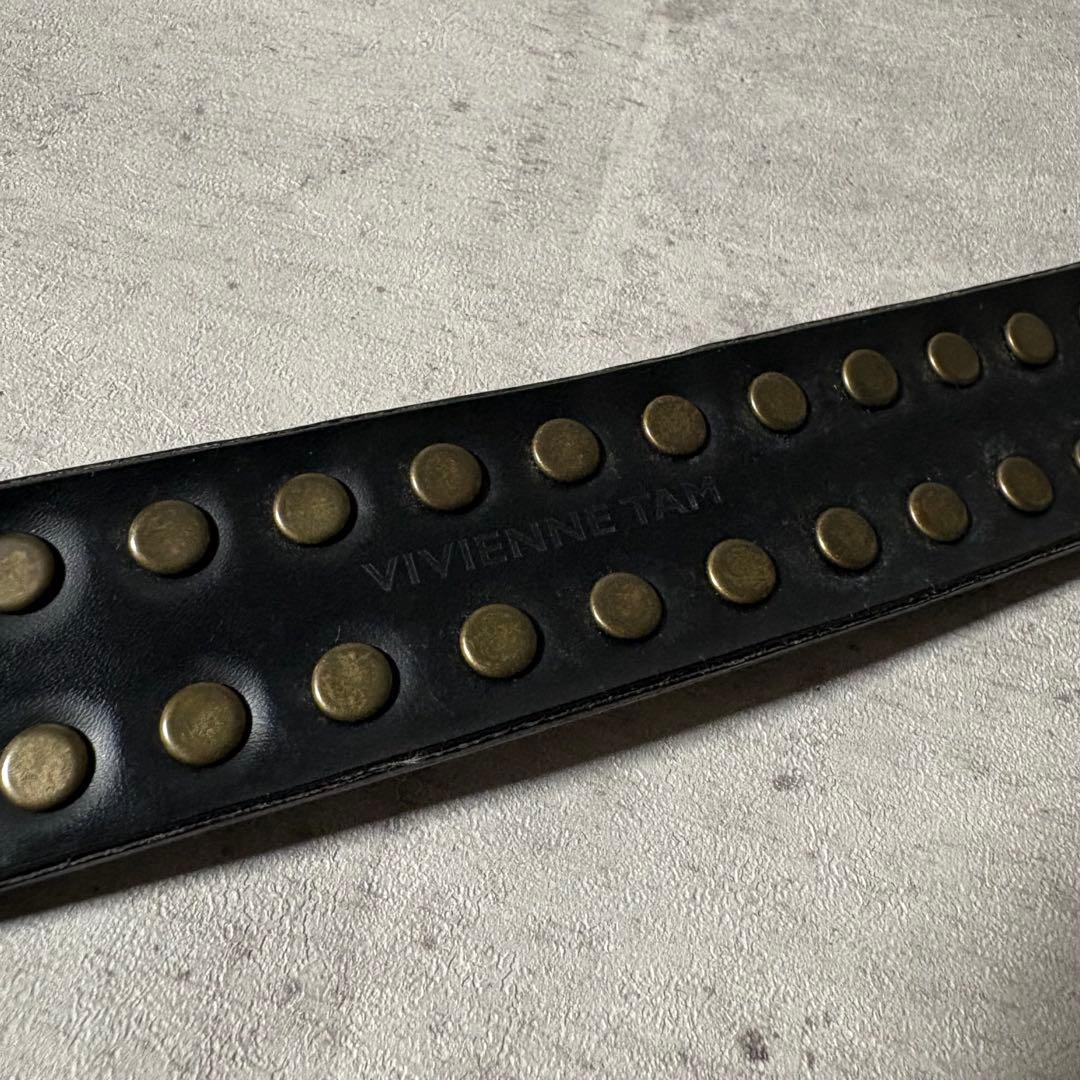 y2k VIVIENNE TAM レザー ベルト 双龍 ドラゴン スタッズ 黒