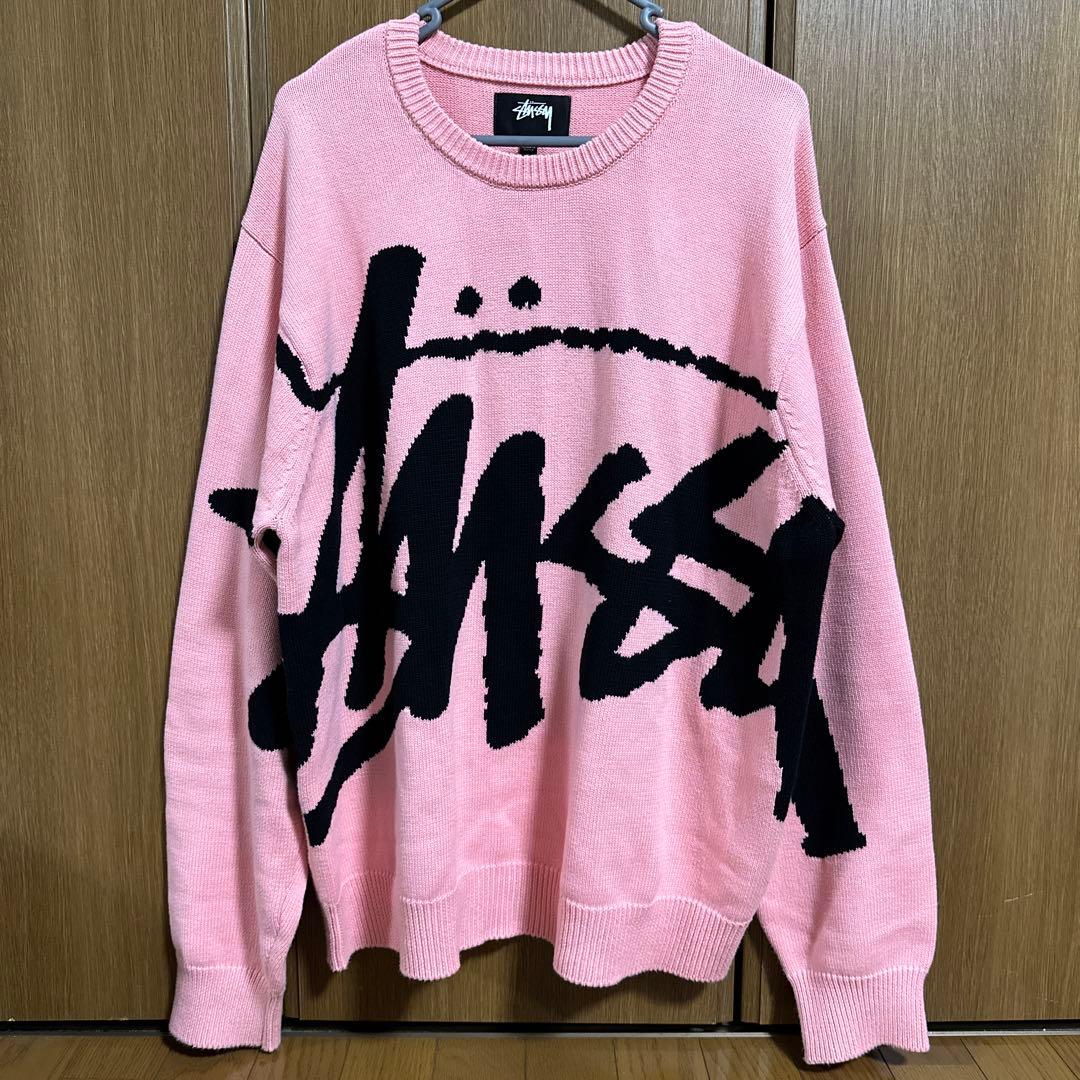 最終価格】STUSSY stock sweater L ピンク ニット - メルカリ