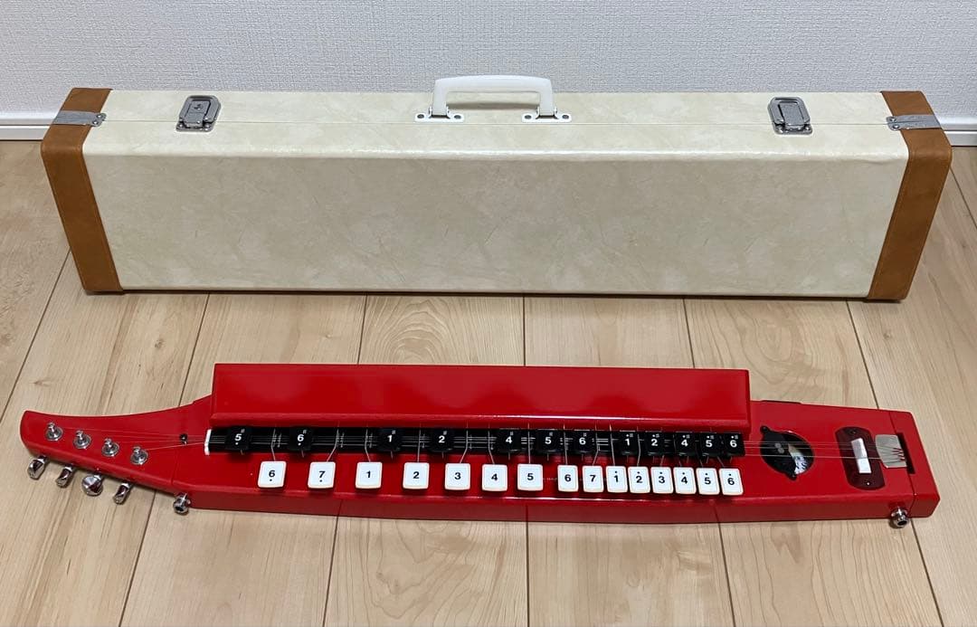 希少 美品 三創楽器【ショルダーハープ（肩かけ大正琴） パールレッド】定価15万