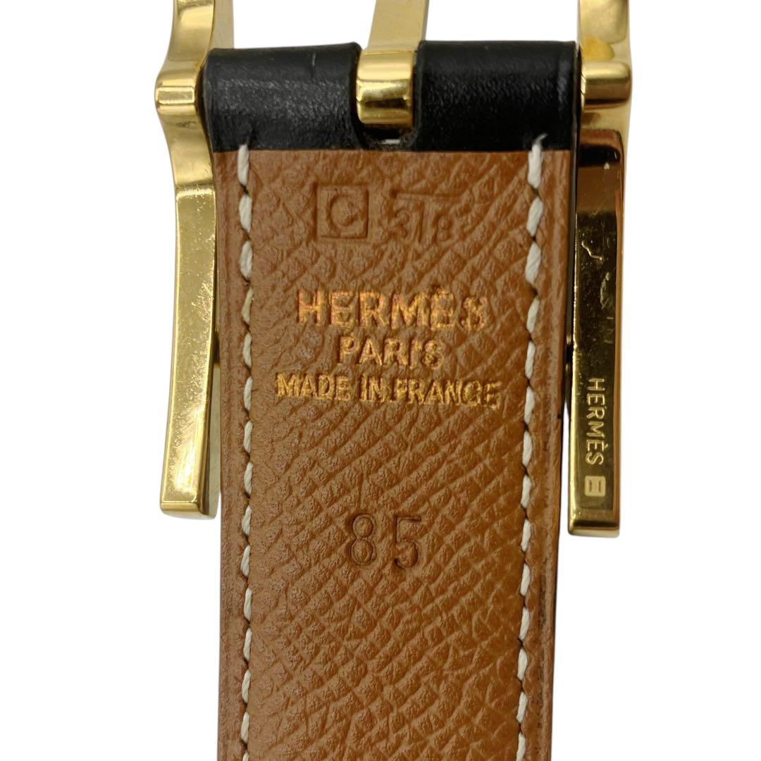 ⭐️美品⭐️ エルメス アピ ベルト 85 ブラック ブラウン ゴールド