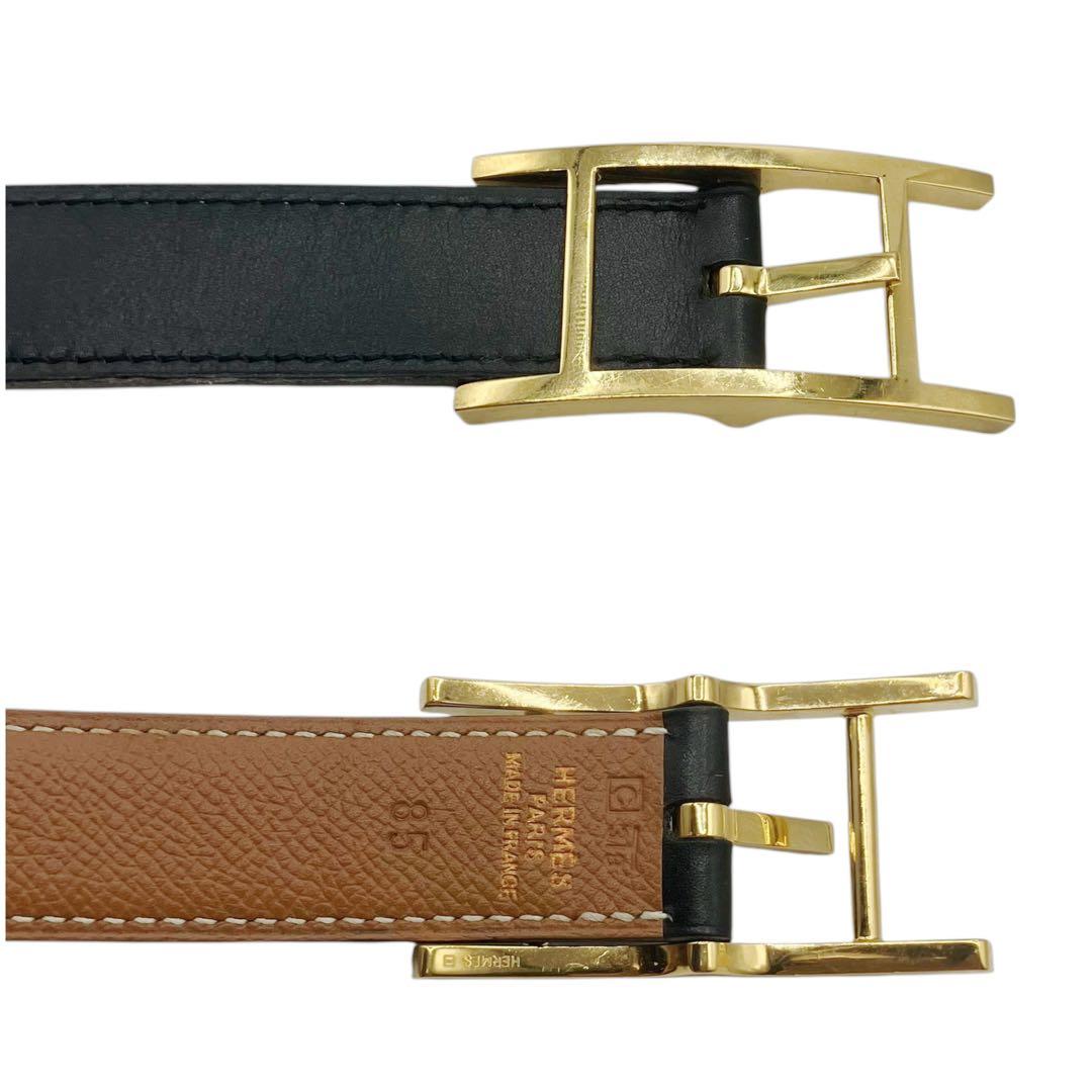 ⭐️美品⭐️ エルメス アピ ベルト 85 ブラック ブラウン ゴールド