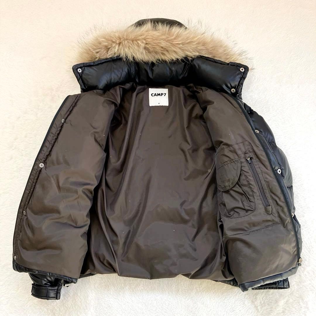 美品✨️ y2k　CAMP7　光沢　リアルファー ダウン　グランジ　短丈　ブラック