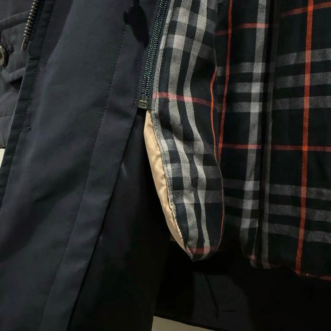 美品‼️バーバリー ダウンライナー付モッズコート ノバチェック ネイビー L日本製