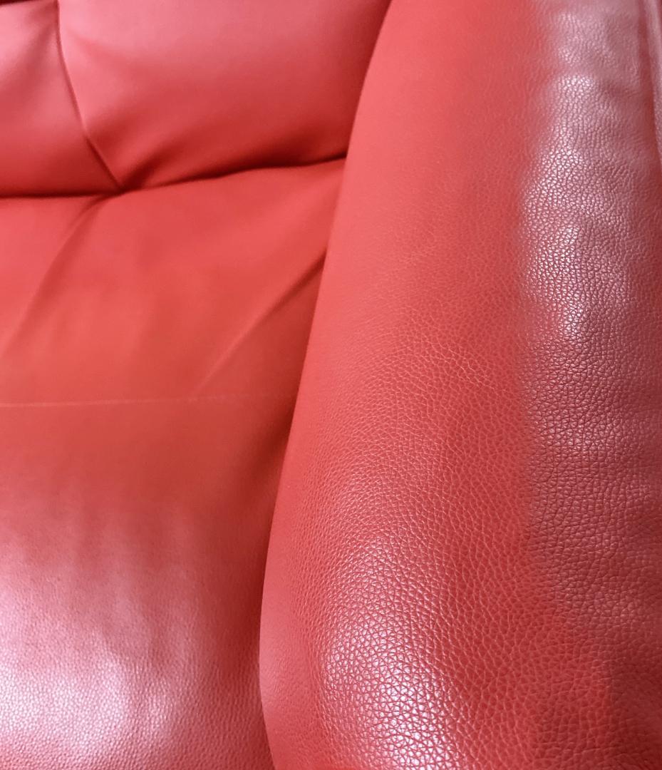 美品 セルタン リクライニング1人掛けソファ カウチソファ PVCレッド 日本製