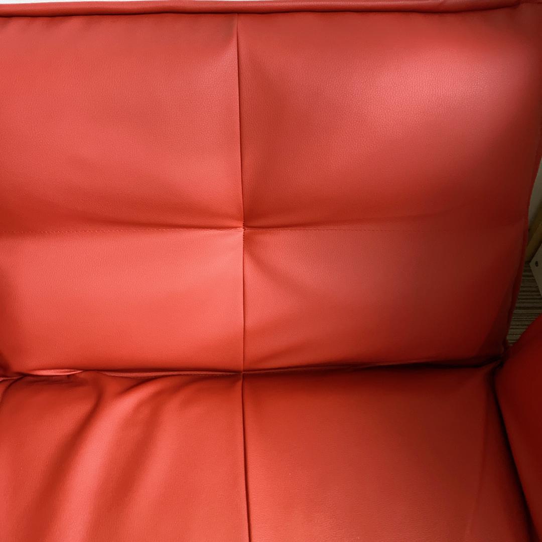 美品 セルタン リクライニング1人掛けソファ カウチソファ PVCレッド 日本製