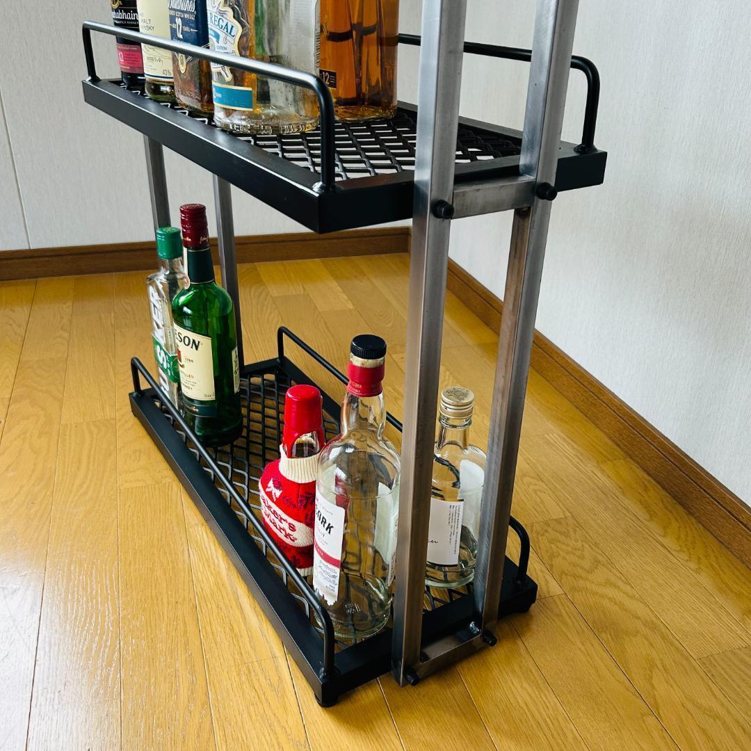 一点物 男前 インダストリアル アイアンバーワゴン ウィスキーラック