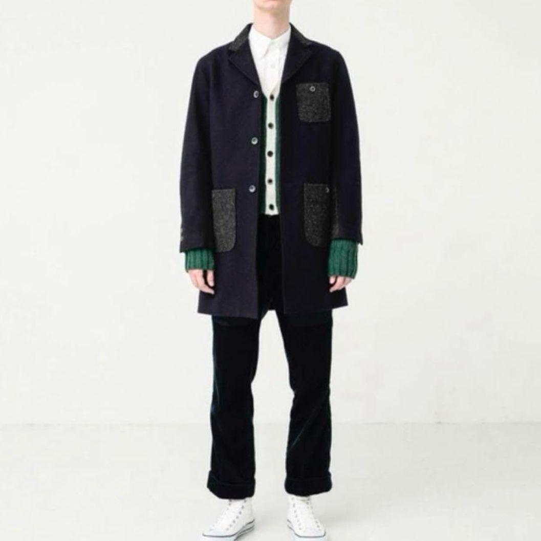 koe THOM BROWNE デザインチェスターコート 切替 ネイビー M