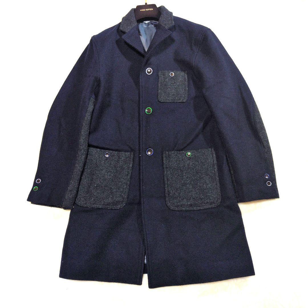 koe THOM BROWNE デザインチェスターコート 切替 ネイビー M