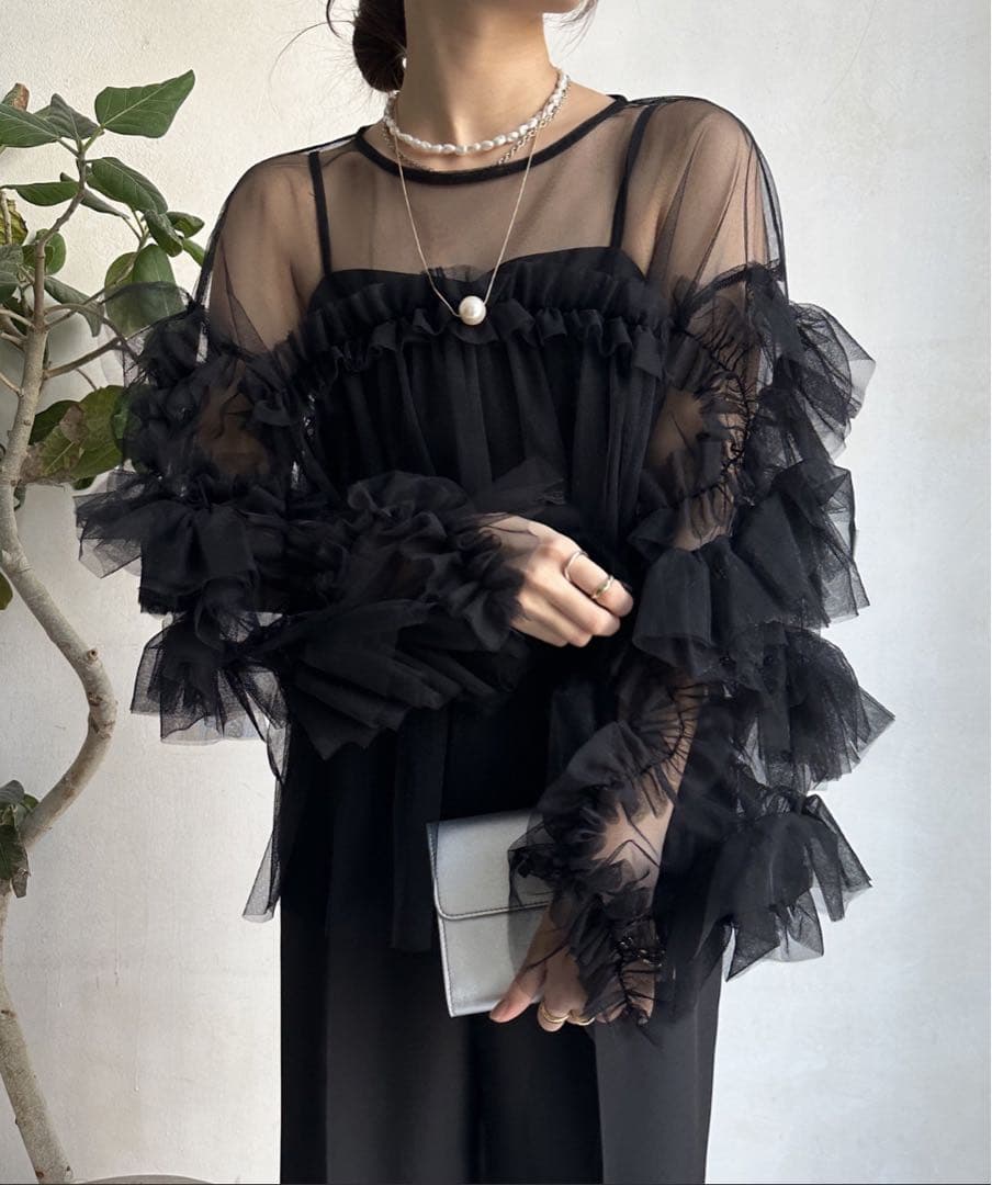 【結婚式お呼ばれ/オケージョン】オールインワン＋フリルブラウスセットドレス