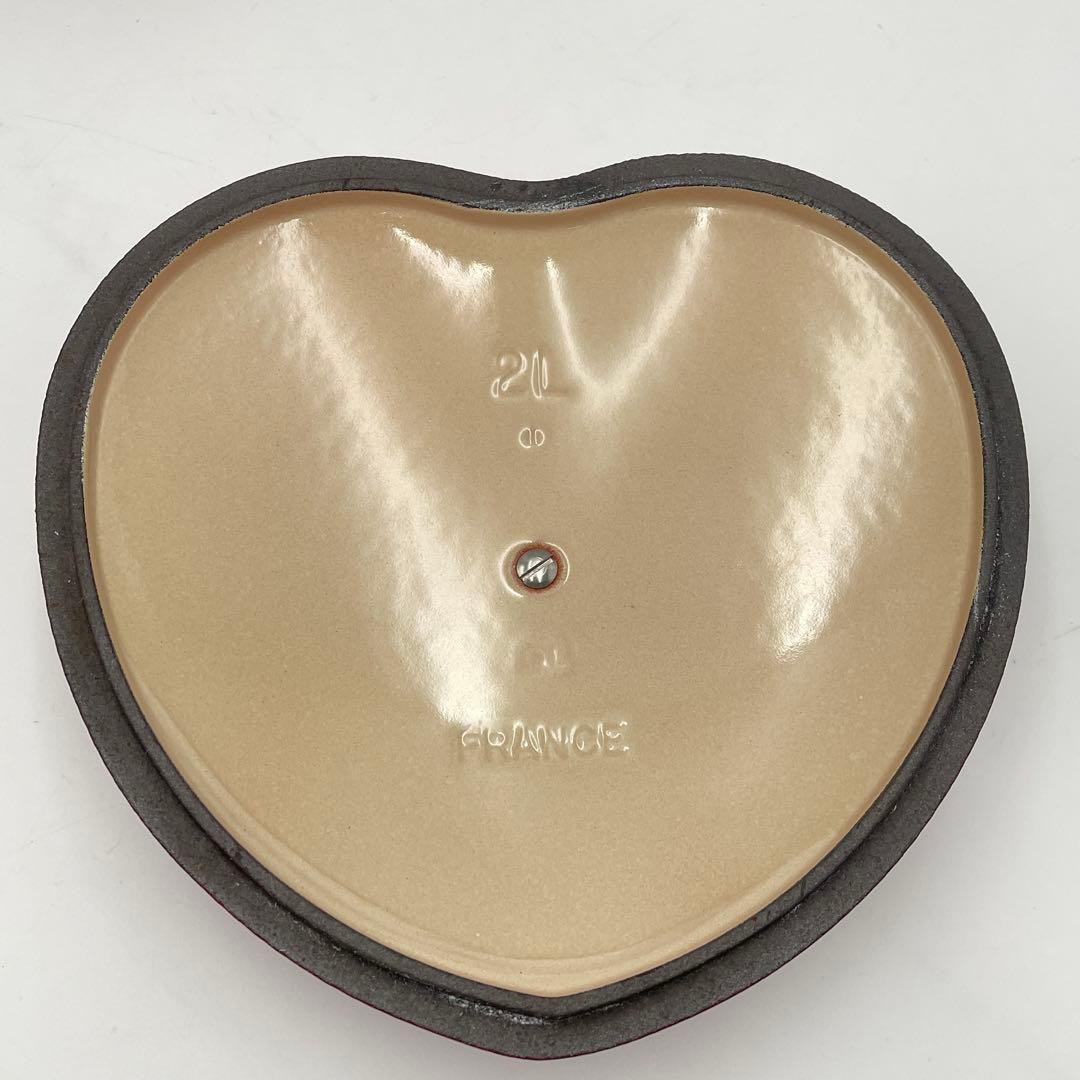 美品　ル・クルーゼ ココット・ダムール ハート型鍋 2.0L チェリーレッド