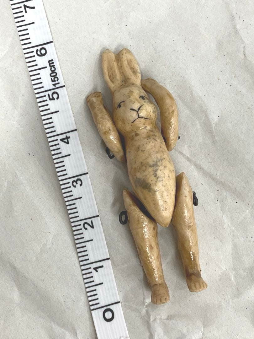 ［O82］ビスクドール うさぎ 猫 2体セット ミニョネット オールビスク