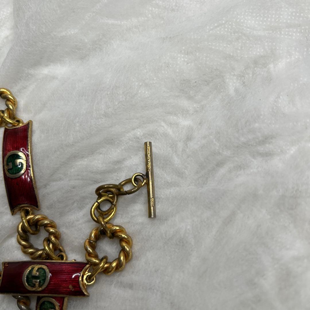 希少　GUCCI オールドグッチ　チェーンベルト　インターロッキング　レッド