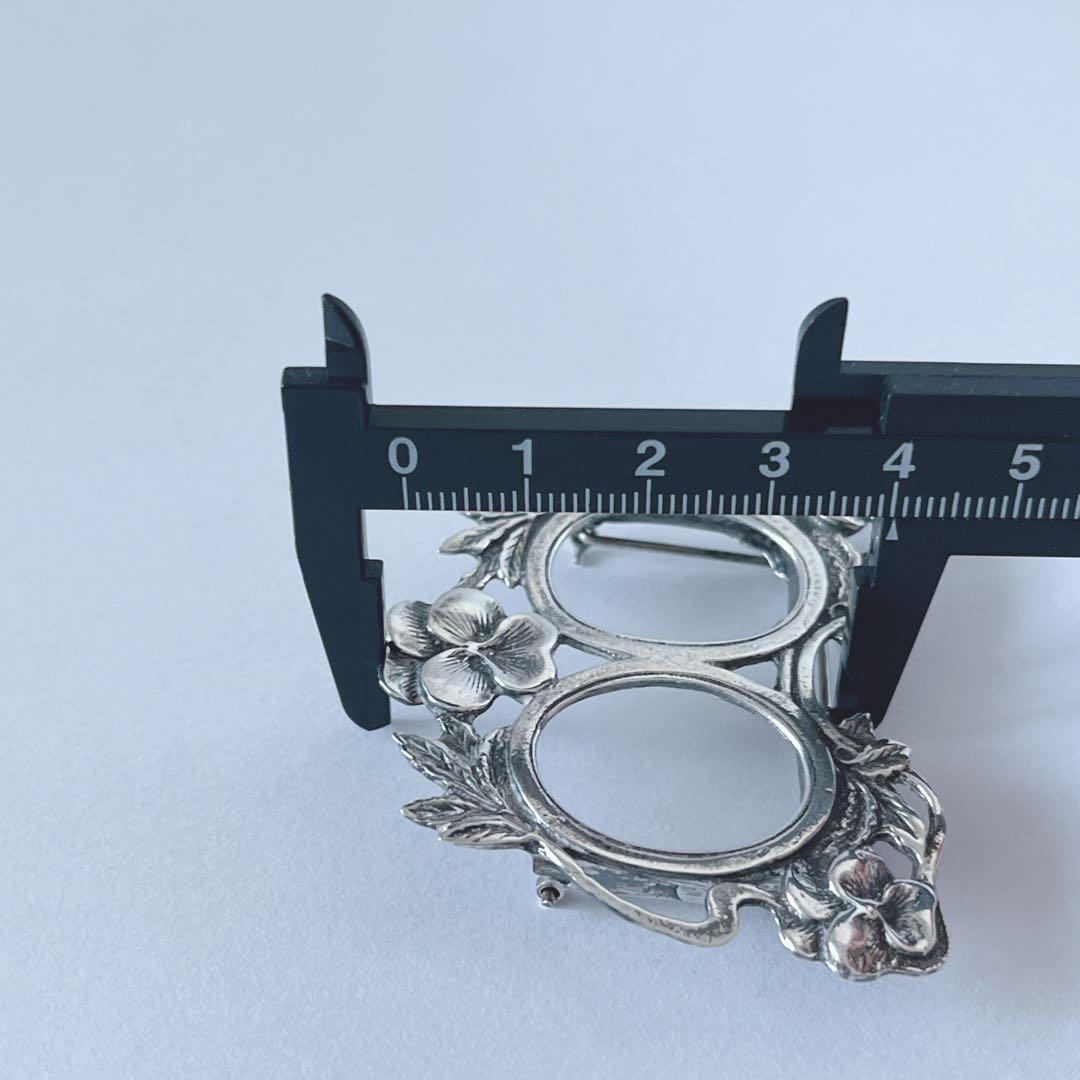 アンティーク　小さなフォトフレーム　シルバー製　パンジー　ビオラ