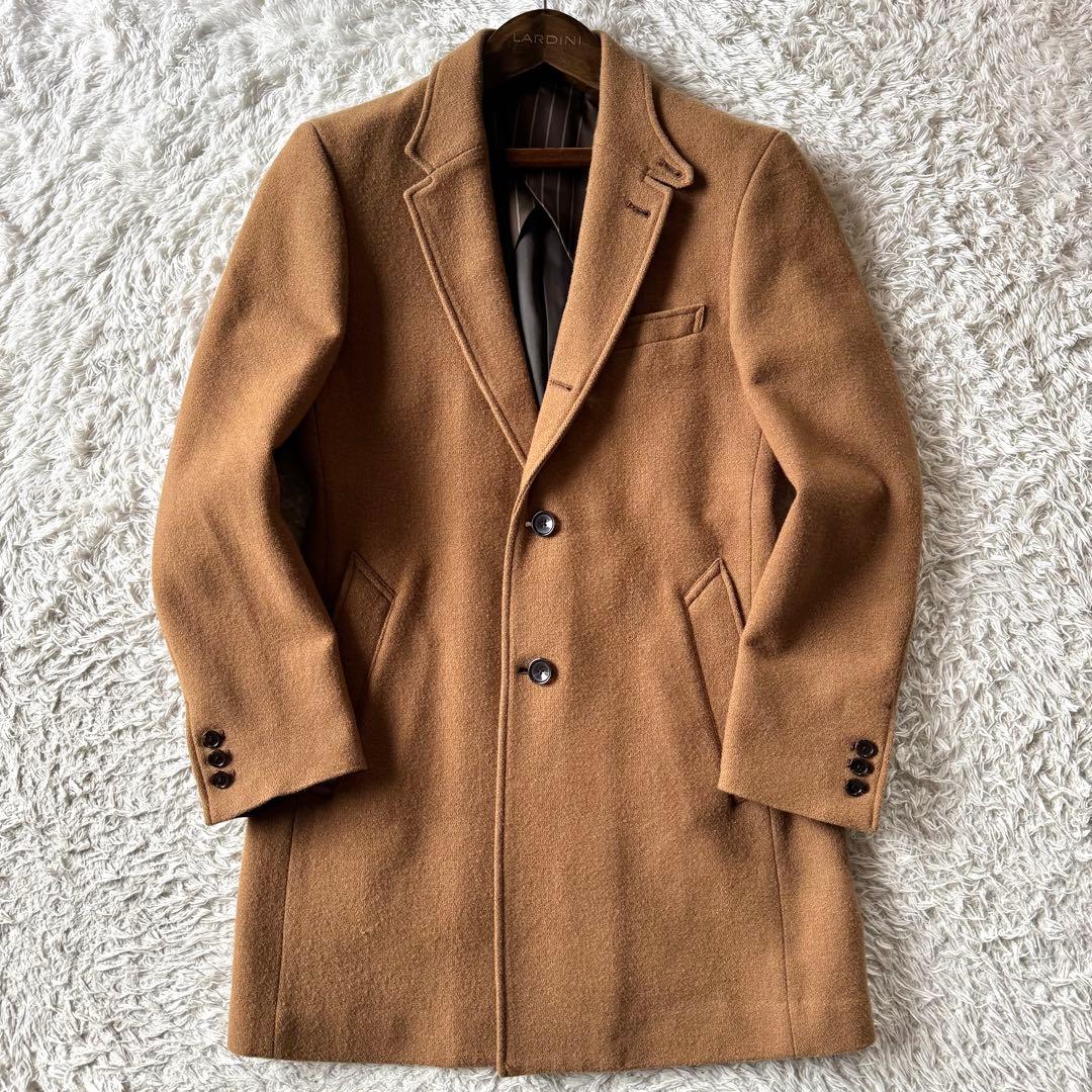 極美品 タケオキクチ チェスターコート キャメル ストライプ 2 M