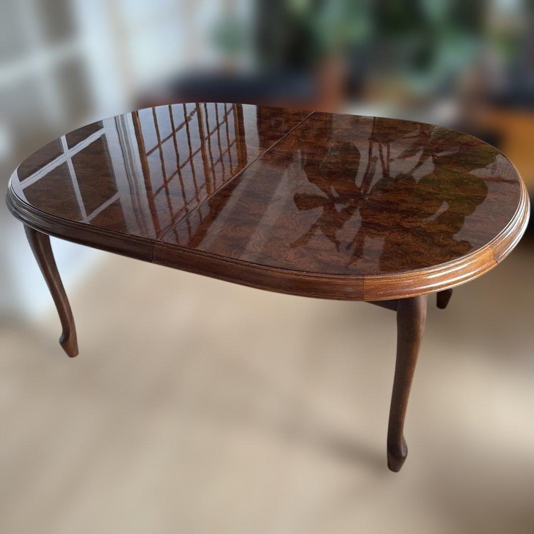 希少 レトロ マルニ 木製オーバル 伸縮式ダイニングテーブル 楕円形