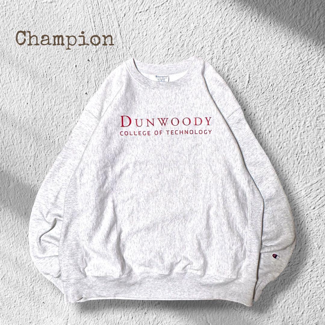 美品】Champion リバースウィーブ XL カレッジロゴ 霜降りグレー古着