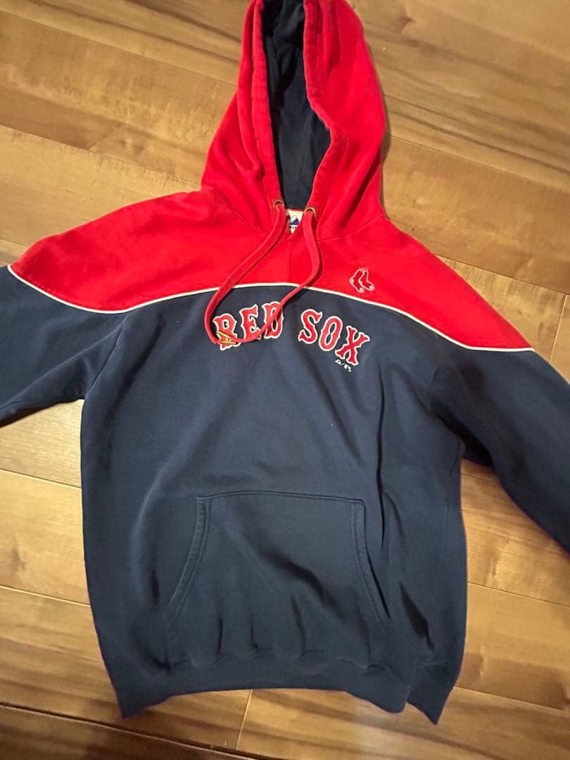 Majestic RED SOX パーカー ネイビー×レッド MLB 古着 - メルカリ