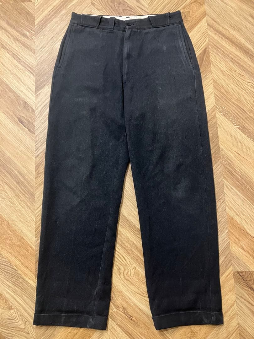 50s〜60s ブラック ウィップコードワークパンツ 黒 ごま塩 シャンブレー