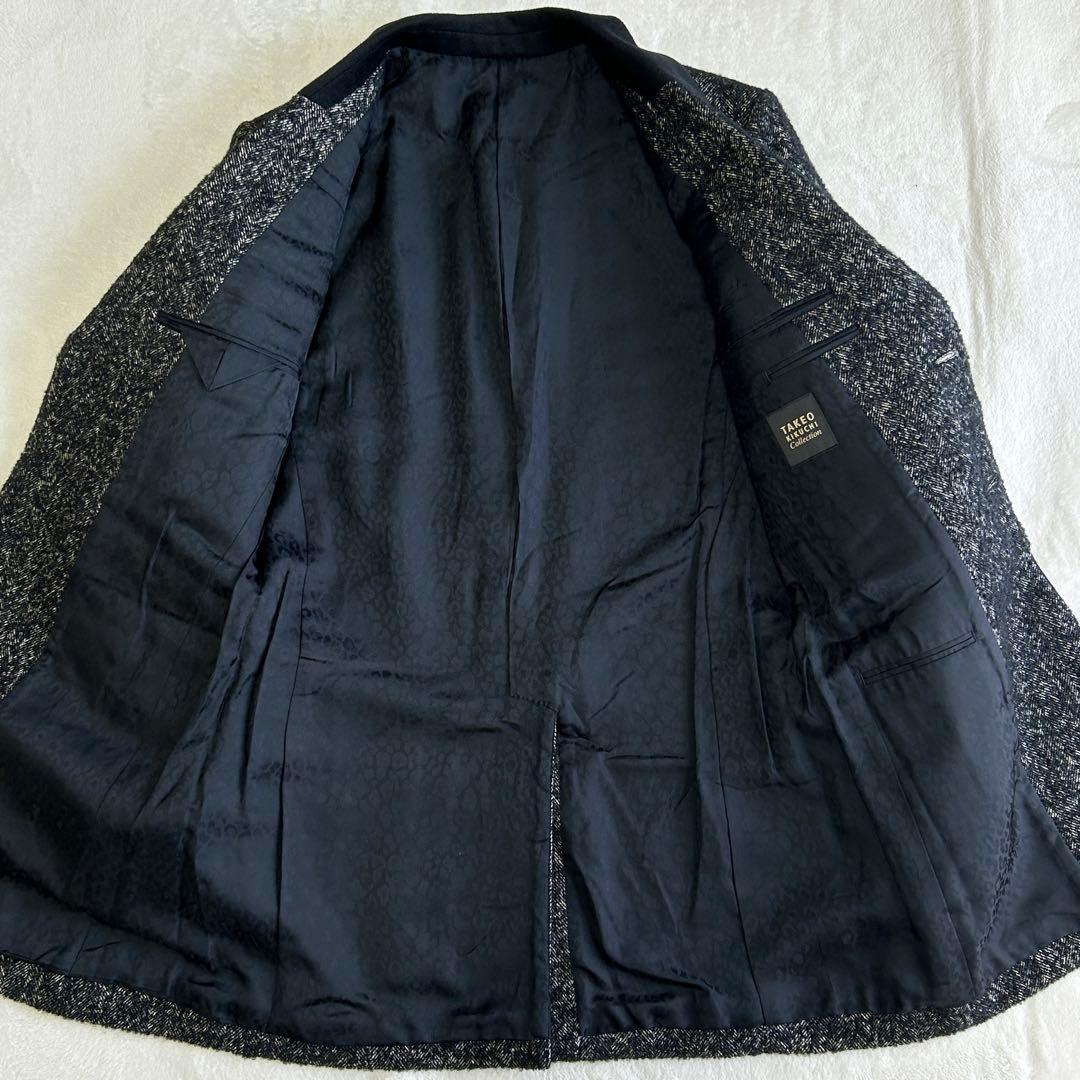 希少 美品 タケオキクチコレクション ツイードウール チェスターコートMアンゴラ