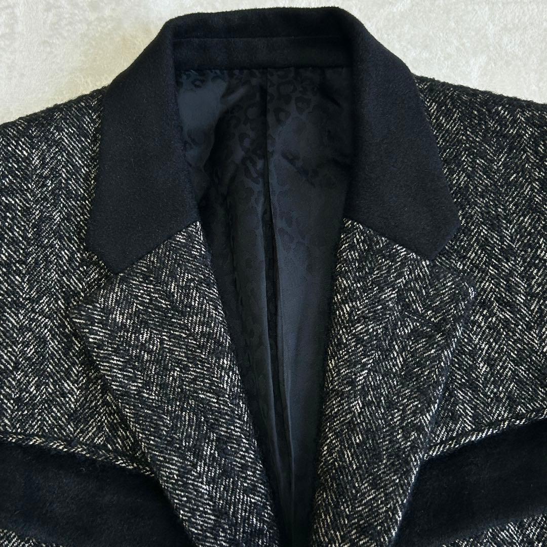 希少 美品 タケオキクチコレクション ツイードウール チェスターコートMアンゴラ