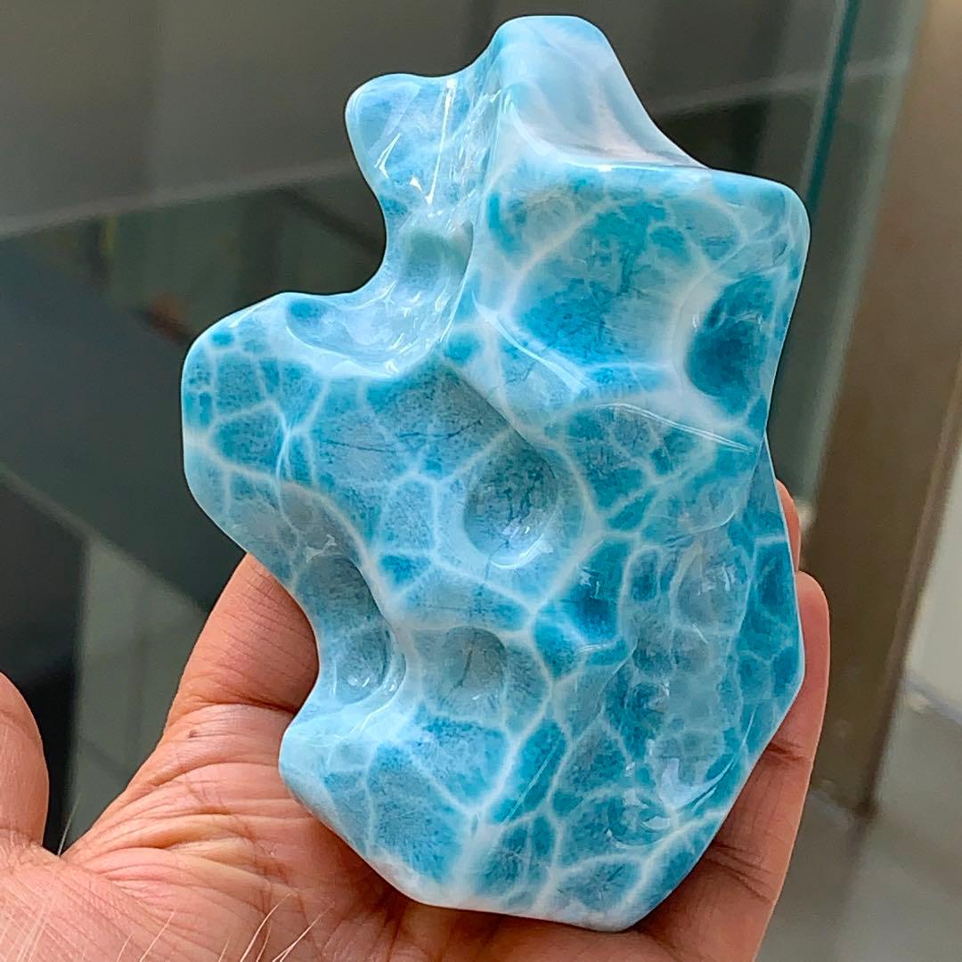 355.4g 天然無処理　ラリマー 置物(原石)